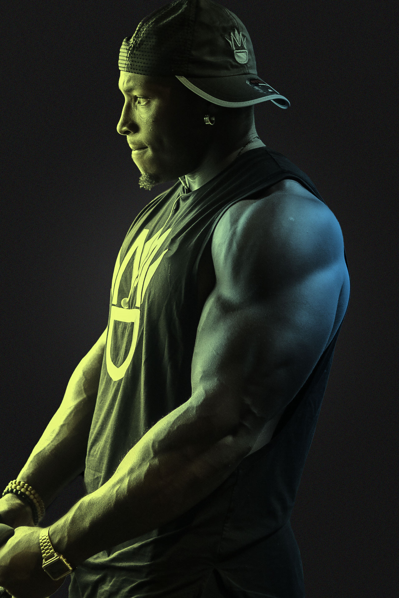 AllRoyalty athlete in a crown-branded training tank